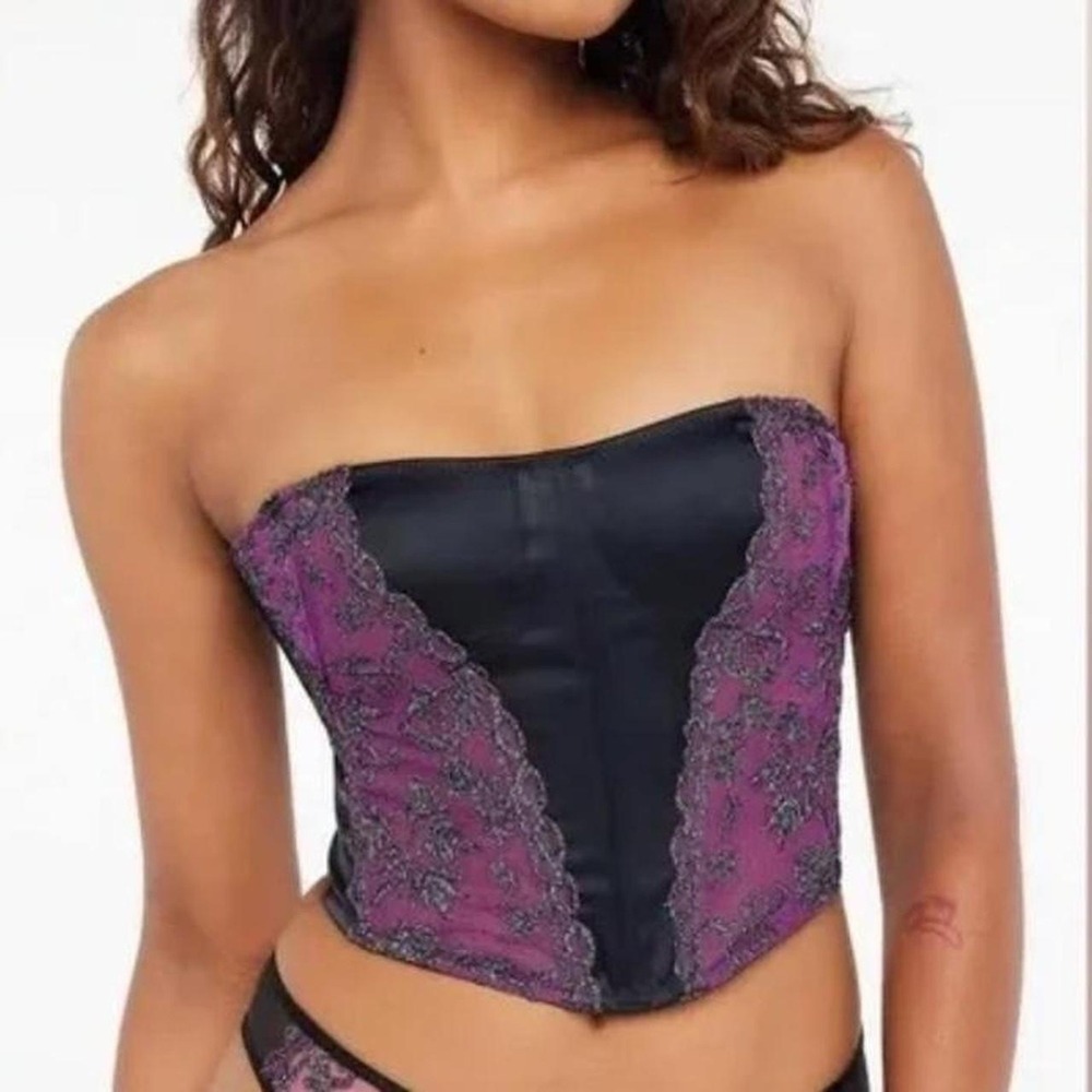 Savage X Fenty Gilded Chains Embroidered Mesh‎ Bustier Shape-wear Size L